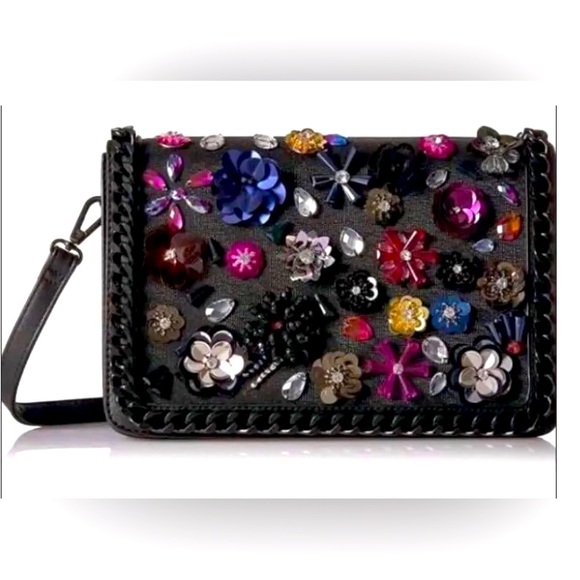 Aldo Sequin Embellishment Shoulder
messenger Crossbody Black Handbag NWOT - Picture 2 of 8